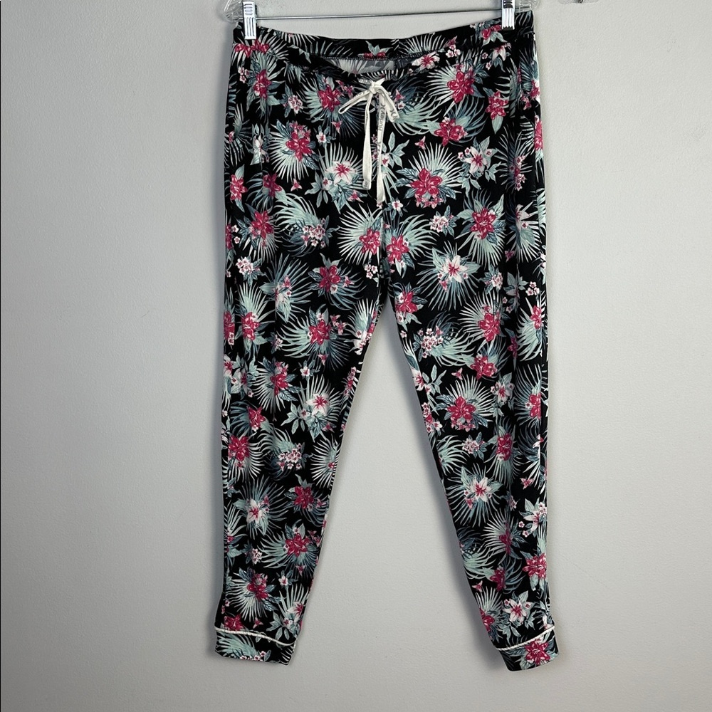 Hurley Pajama Set Large Jogger Pants Pockets Button Long Sleeve Matching Bra 36C - Picture 8 of 16